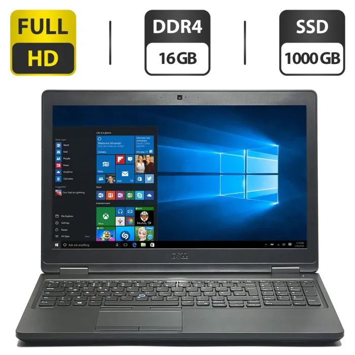 Ноутбук Dell Latitude 5580 / 15.6" (1920x1080) TN / Intel Core i5-6300U (2 (4) ядра по 2.4 - 3.0 GHz) / 16 GB DDR4 / 1000 GB SSD / Intel HD Graphics 520 / WebCam б/в - зображення 1