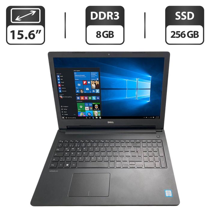 Ноутбук Б-клас Dell Latitude 3570 / 15.6" (1366x768) TN / Intel Core i3-6100U (2 (4) ядра по 2.3 GHz) / 8 GB DDR3 / 256 GB SSD / Intel HD Graphics 520 / WebCam б/в - зображення 1