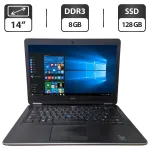 Ноутбук Б-клас Dell Latitude E7440 / 14" (1366x768) TN / Intel Core i5-4300U (2 (4) ядра по 1.9 - 2.9 GHz) / 8 GB DDR3 / 128 GB SSD / Intel HD Graphics 4400 / WebCam б/в