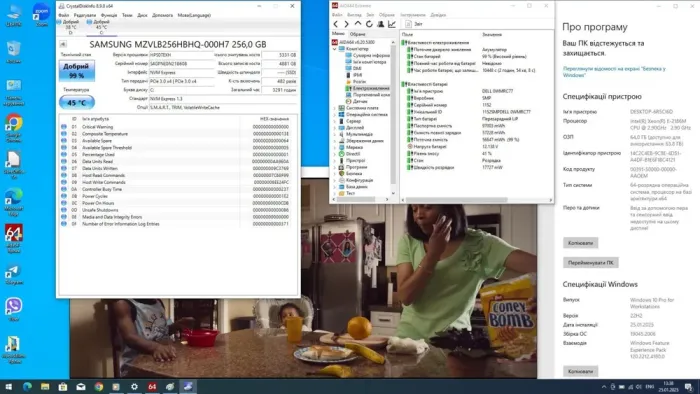 Мобільна робоча станція Dell Precision 7530 / 15.6" (1920x1080) IPS / Intel Xeon E-2186M (6 (12) ядер по 2.9 - 4.8 GHz) / 64 GB DDR4 / 256 GB SSD M.2 + 512 GB SSD M.2 / nVidia Quadro P3200, 6 GB GDDR5, 192-bit / WebCam б/в - зображення 10