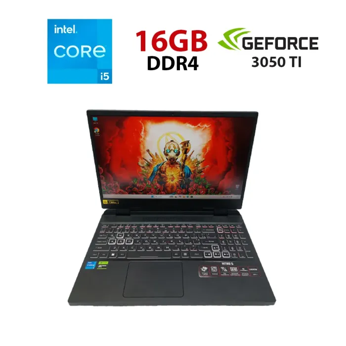 Ігровий ноутбук Б-класу Acer Nitro 5 / 15,6" (1920x1080) IPS / Intel Core i5-12450H (8 (12) ядер по 3.3 - 4.4 GHz) / 16 GB DDR4 / 512 GB SSD M.2 / nVidia GeForce RTX 3050 Ti, 4 GB GDDR6, 128-bit / WebCam б/в - зображення 1