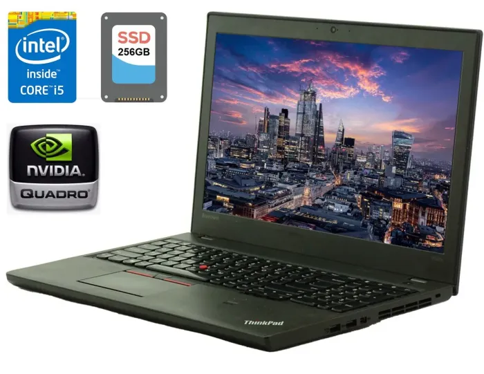 Мобільна робоча станція Lenovo ThinkPad W550s / 15.6" (1920x1080) TN / Intel Core i5-5300U (2 (4) ядра по 2.3 - 2.9 GHz) / 8 GB DDR3 / 256 GB SSD / nVidia Quadro K620M, 2 GB DDR3, 64-bit / WebCam / miniDP / Дві батареї б/в - зображення 1