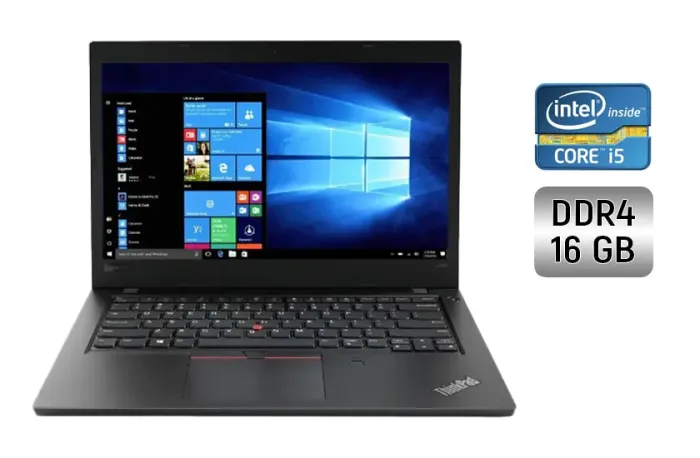 Ультрабук Lenovo ThinkPad L480 / 14" (1366x768) TN / Intel Core i5-8250U (4 (8) ядра по 1.6 - 3.4 GHz) / 16 GB DDR4 / 256 GB SSD / Intel UHD Graphics 620 / WebCam б/в - зображення 1