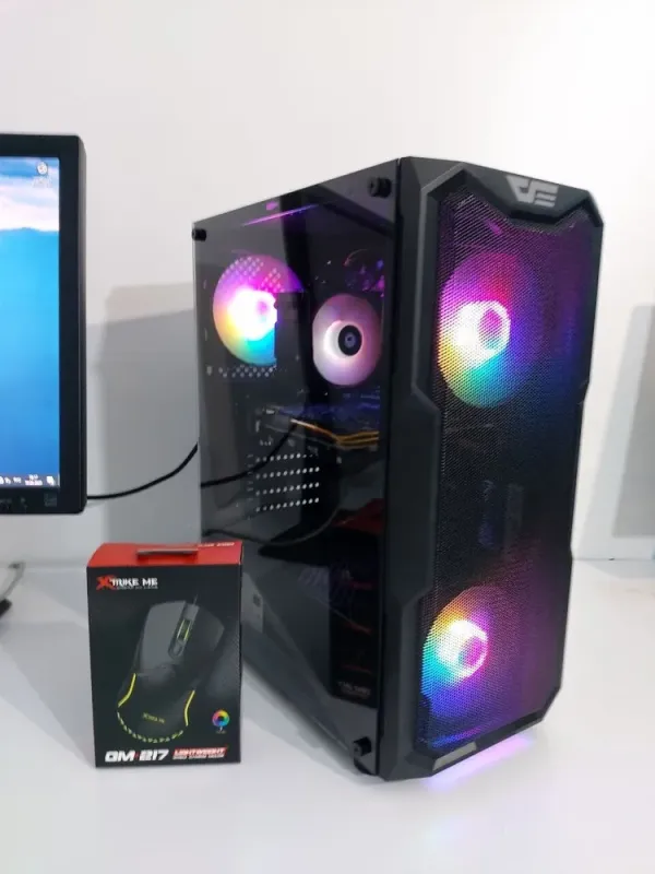Комплект ПК: DarkFlash Aquarius Mesh Black Tower / Intel Core i5-7400 (4 ядра по 3.0 - 3.5 GHz) / 16 GB DDR4 / 250 GB SSD + 480 GB SSD / nVidia P106-100, 6 GB GDDR5, 192-bit / 300W + Монітор LG 24MB37PM-B / 24" (1920x1080) IPS + Мишка, кабелі підключе б/в - зображення 3