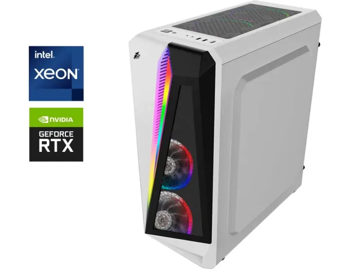 Ігровий ПК 1stPlayer R5-3R1-WH Color LED White Tower / Intel Xeon E5-2690 v3 (12 (24) ядер по 2.6 - 3.5 GHz) / 32 GB DDR4 / 256 GB SSD + 1000 GB HDD / nVidia GeForce RTX 3070, 8 GB GDDR6, 256-bit / 700W б/в - зображення 1