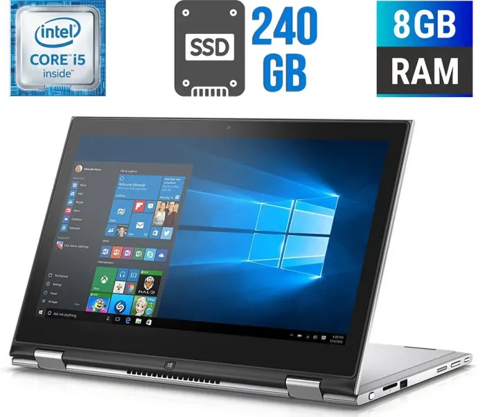 Ноутбук-трансформер Б-клас Dell Inspiron 13-7359 / 13.3" (1366x768) TN / Intel Core i5-6200U (2 (4) ядра по 2.3 - 2.8 GHz) / 8 GB DDR3 / 240 GB SSD / Intel HD Graphics 520 / WebCam / HDMI б/в - зображення 1