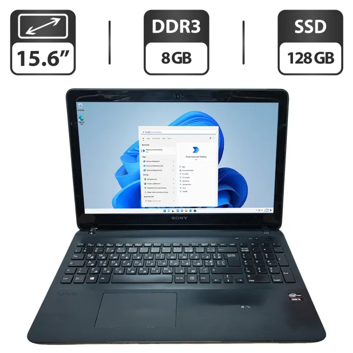 Ноутбук Б-клас Sony SVF152A29M / 15.6" (1366x768) TN / Intel Core i5-3337U (2 (4) ядра по 1.8 - 2.7 GHz) / 8 GB DDR3 / 128 GB SSD / Intel HD Graphics 4000 / WebCam / DVD-ROM б/в - зображення 1