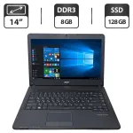 Ноутбук Б-клас Acer TravelMate P243 / 14" (1366x768) TN / Intel Core i3-3110M (2 (4) ядра по 2.4 GHz) / 8 GB DDR3 / 128 GB SSD / Intel HD Graphics 4000 / WebCam / DVD-ROM б/в