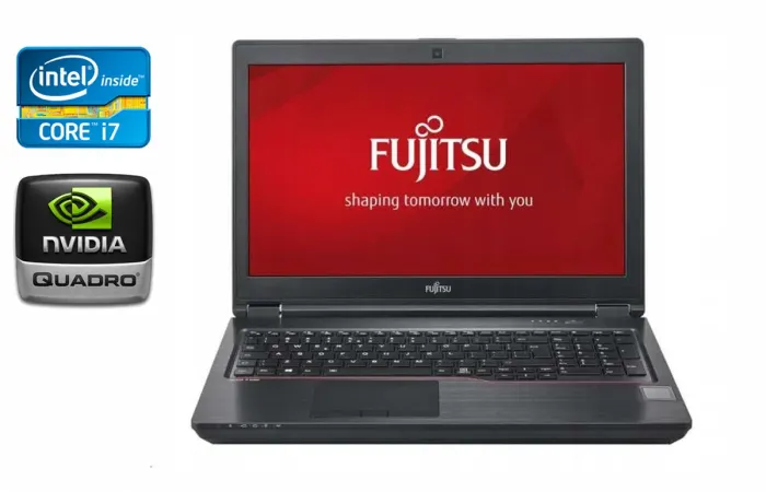 Мобільна робоча станція Fujitsu Celsius H7510 / 15.6" (1920x1080) IPS / Intel Core i7-10850H (6 (12) ядер по 2.7 - 5.1 GHz) / 32 GB DDR4 / 512 GB SSD + 512 GB SSD / nVidia Quadro T1000, 4 GB GDDR6, 128-bit / WebCam / Windows 10 б/в - зображення 1