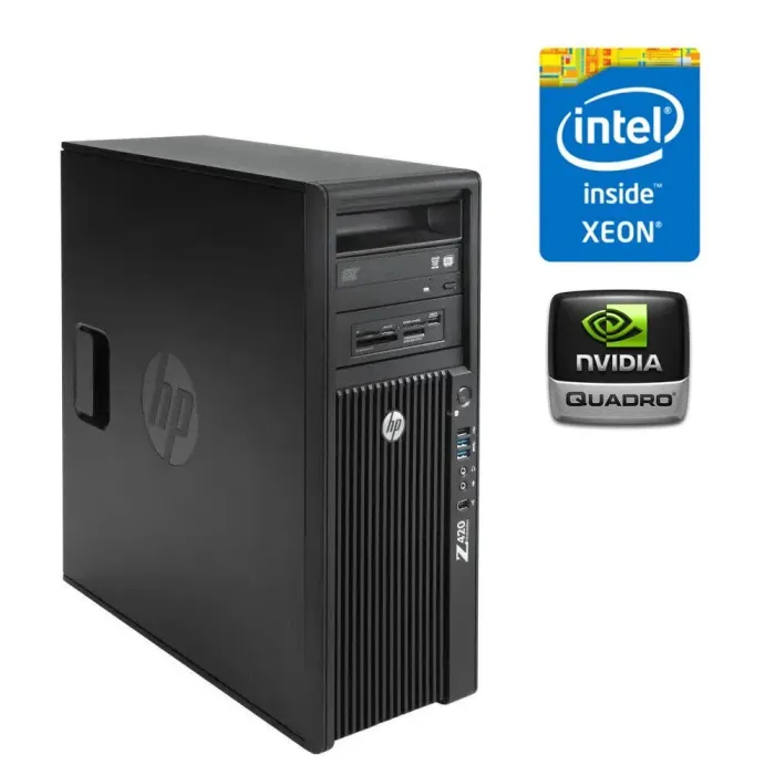 Робоча станція HP Z420 Workstation Tower / Intel Xeon E5-2630L (6 (12) ядер по 2.0 - 2.5 GHz) / 16 GB DDR3 / 240 GB SSD + 500 GB HDD / nVidia Quadro 2000D, 2 GB GDDR5, 128-bit / DVD-RW б/в - зображення 1
