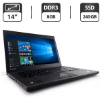Ноутбук Lenovo ThinkPad T440 / 14" (1600x900) TN / Intel Core i5-4200U (2 (4) ядра по 1.6 - 2.6 GHz) / 8 GB DDR3 / 240 GB SSD / Intel HD Graphics 4400 / WebCam б/в
