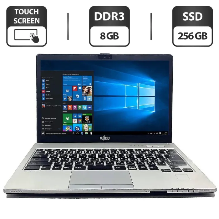 Ультрабук Б-клас Fujitsu LifeBook S935 / 13.3" (1920x1080) IPS Touch / Intel Core i5-5300U (2 (4) ядра 2.3 - 2.9 GHz) / 8 GB DDR3 / 256 GB SSD / Intel HD Graphics 5500 / WebCam / VGA / Windows 10 Pro б/в - зображення 1