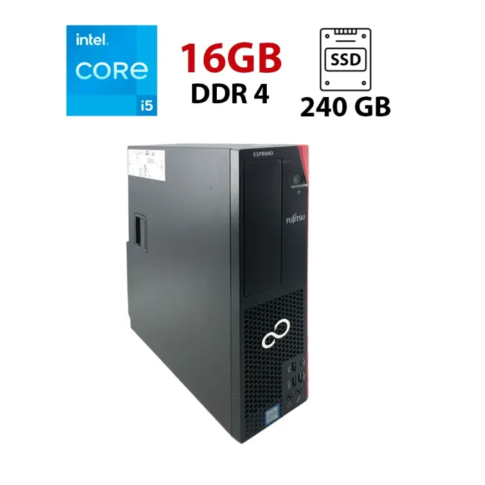 Комп'ютер Fujitsu Esprimo D958 SFF / Intel Core i5-8500 (6 ядер по 3.0 - 4.1 GHz) / 16 GB DDR4 / 240 GB SSD / Intel HD Graphics 630 / DVI / DisplayPort б/в - зображення 1