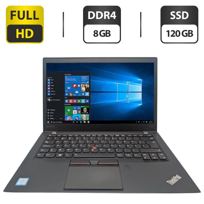 Ноутбук Lenovo ThinkPad T460s / 14" (1920x1080) IPS / Intel Core i5-6200U (2 (4) ядра по 2.3 - 2.8 GHz) / 8 GB DDR4 / 120 GB SSD / Intel HD Graphics 520 / WebCam б/в - изображение 1