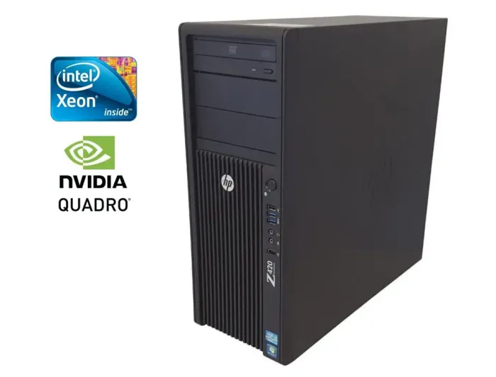 Робоча станція HP Z420 Workstation Tower / Intel Xeon E5-1650 V2 (6 (12) ядер по 3.2 - 3.9 GHz) / 64 GB DDR3 / NO HDD / nVidia Quadro K4000, 3 GB GDDR5, 192-bit / DVD-RW б/в - зображення 1