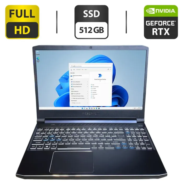 Ігровий ноутбук Б-клас Acer Predator Helios 300 / 17.3" (1920x1080) IPS / Intel Core i7-10875H (8 (16) ядер по 2.3 - 5.1 GHz) / 16 GB DDR4 / 512 GB SSD / nVidia GeForce RTX 2050, 4 GB GDDR6, 64-bit / WebCam б/в - зображення 1