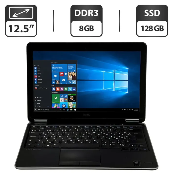 Нетбук Dell Latitude E7240 / 12.5" (1366x768) TN / Intel Core i5-4200U (2 (4) ядра по 1.6 - 2.6 GHz) / 8 GB DDR3 / 128 GB SSD / Intel HD Graphics 4400 / WebCam / Windows 10 Pro б/в - зображення 1