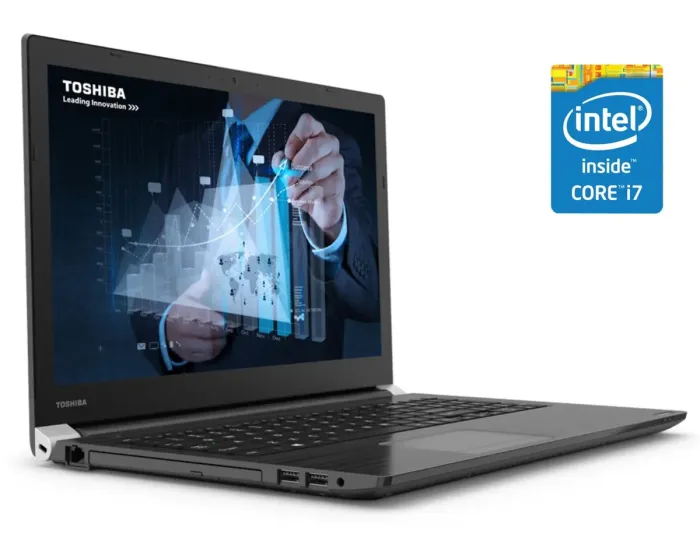 Ноутбук Toshiba Tecra A50-C / 15.6" IPS / Core i7-6500U (2(4) ядра по 2.5-3.1 GHz) / 8GB DDR3 / 128GB SSD / HD Graphics 520 / WebCam / DVD-ROM / Win10 Pro б/в - зображення 1