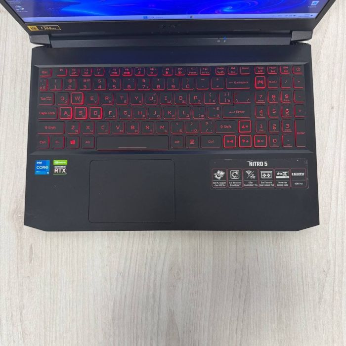 Ігровий ноутбук Acer Nitro 5 AN515-57 / 15.6" (2560x1440) IPS / Intel Core i5-11400H (6 (12) ядер по 2.7 - 4.5 GHz) / 32 GB DDR4 / 256 GB SSD NVMe + 1000 GB HDD / nVidia GeForce RTX 3050, 4 GB GDDR6, 128-bit / WebCam б/в - зображення 7