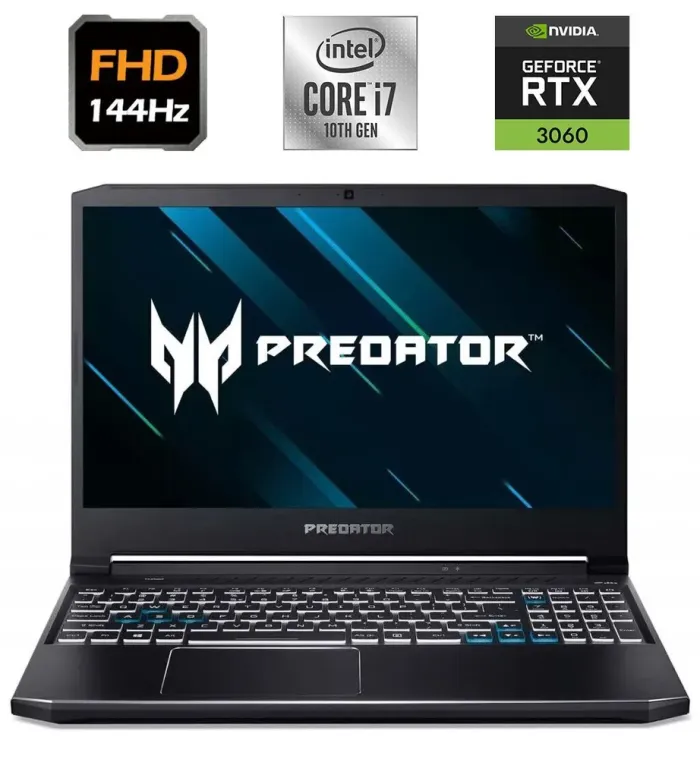 Ігровий ноутбук Acer Predator Helios 300 PH315-53 / 15.6" (1920x1080) IPS / Intel Core i7-10750H (6 (12) ядер по 2.6 - 5.0 GHz) / 16 GB DDR4 / 512 GB SSD M.2 + 2000 GB HDD / nVidia GeForce RTX 3060, 6 GB GDDR6, 192-bit / WebCam / USB 3.2 б/в - зображення 1