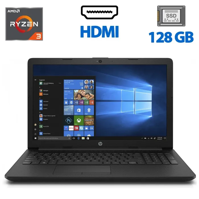 Ноутбук Б-клас HP 15-DB0066WM / 15.6" (1366x768) TN / AMD Ryzen 3 2200U (2 (4) ядра по 2.5 - 3.4 GHz) / 4 GB DDR4 / 128 GB SSD / AMD Radeon Vega 3 Graphics / WebCam / HDMI б/в - зображення 1