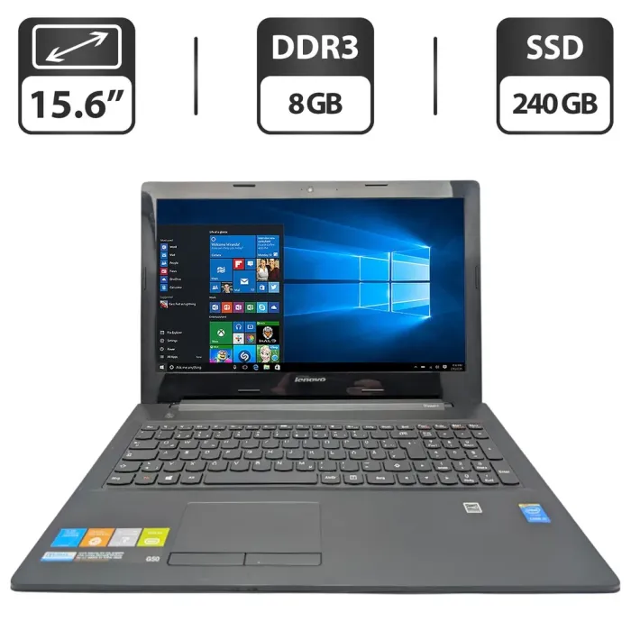 Ноутбук Lenovo G50-70 / 15.6" (1366x768) TN / Intel Core i5-4258U (2 (4) ядра по 2.4 - 2.9 GHz) / 8 GB DDR3 / 240 GB SSD / Intel Iris Graphics 5100 / WebCam / DVD-ROM б/в - зображення 1