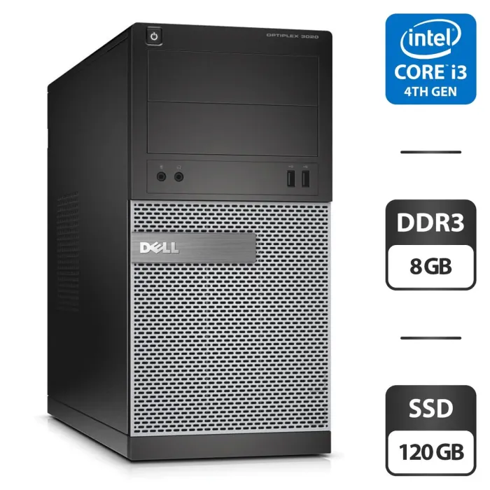 Комп'ютер Dell OptiPlex 3020 Tower / Intel Core i3-4130 (2 (4) ядра по 3.4 GHz) / 8 GB DDR3 / 120 GB SSD / Intel HD Graphics 4400 б/в - зображення 1