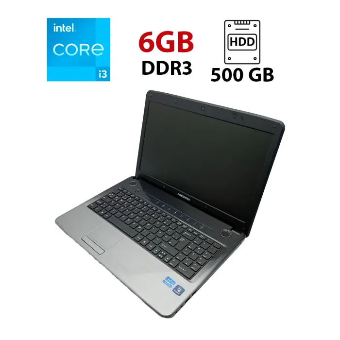 Ноутбук Medion Akoya P6634 / 15.6" (1366x768) TN / Intel Core i3-2350M (2 (4) ядра по 2.3 GHz) / 6 GB DDR3 / 500 GB HDD / Intel HD Graphics 3000 / WebCam / АКБ не тримає б/в - зображення 1