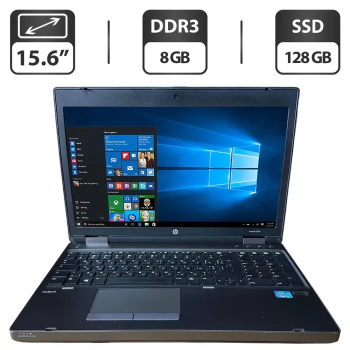 Ноутбук Б-клас HP ProBook 6570b / 15.6" (1600x900) TN / Intel Core i3-3120M (2 (4) ядра по 2.5 GHz) / 8 GB DDR3 / 128 GB SSD / Intel HD Graphics 4000 / WebCam / DVD-ROM б/в - зображення 1