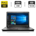 Ноутбук Lenovo ThinkPad E560 / 15.6" IPS / Core i5-6200U (2(4) ядра по 2.3-2.8 GHz) / 8GB DDR3 / 192GB SSD / HD Graphics 520 / WebCam / DVD-ROM / VGA б/в