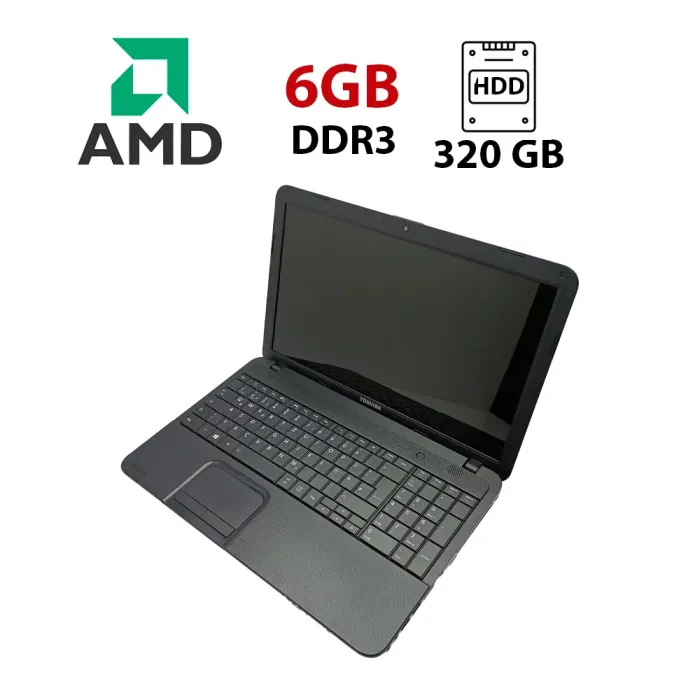 Ноутбук Toshiba C50 / 15.6" (1366x768) TN / AMD E2-1800 (2 ядра по 1.7 GHz) / 6 GB DDR3 / 320 GB HDD / AMD Radeon HD 8240 Graphics / WebCam б/в - зображення 1