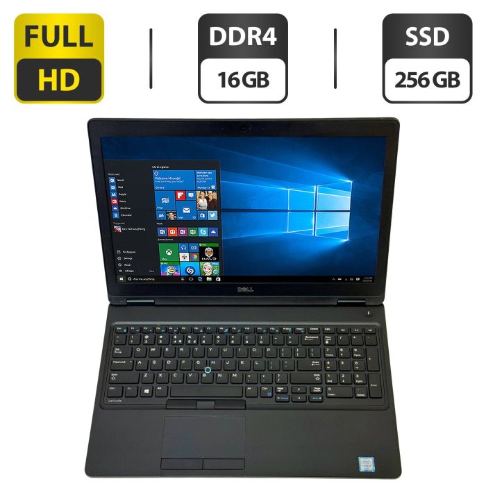 Ноутбук Dell Latitude 5580 / 15.6" (1920x1080) IPS / Intel Core i5-6200U (2 (4) ядра по 2.3 - 2.8 GHz) / 16 GB DDR4 / 256 GB SSD / Intel HD Graphics 520 / WebCam / Windows 10 Pro б/в - зображення 1