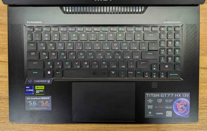 Ігровий ноутбук MSI Titan GT77HX / 17.3" (3840x2160) IPS / Intel Core i9-13980HX (24 (32) ядра по 2,2 - 5,6 ГГц) / 128 ГБ DDR5 / 2000 ГБ SSD + 256 ГБ SSD / nVidia GeForce RTX 4090, 16 ГБ GDDR6, 256-біт / WebCam / Windows 11 б/в - зображення 3
