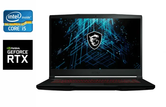 Ігровий ноутбук MSI GF63 Thin 11UC / 15.6" (1920x1080) IPS / Intel Core i5-11400H (6 (12) ядер по 2.7 - 4.5 GHz) / 16 GB DDR4 / 512 GB SSD / nVidia GeForce RTX 3050, 4 GB GDDR6, 128-bit / WebCam / Windows 11 б/в - зображення 1