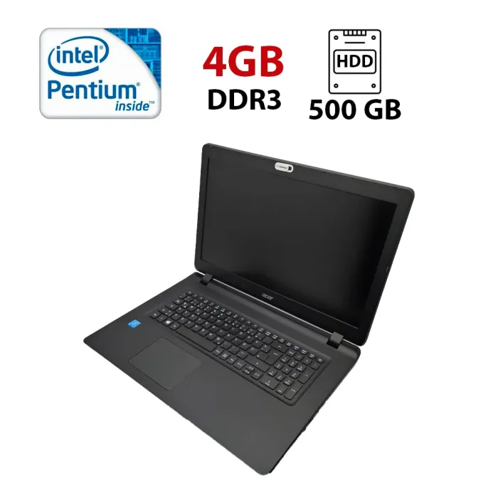 Ноутбук Acer 173 / 17.3" (1600x900) TN / Intel Pentium N4200 (4 ядра по 1.1 - 2.5 GHz) / 4 GB DDR3 / 500 GB HDD / Intel HD Graphics / WebCam б/в - зображення 1