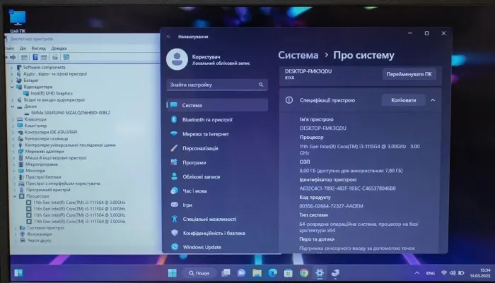 Ультрабук Б-клас Lenovo IdeaPad 3i 15ITL05 / 15.6" TN Touch / Intel Core i3-1115G4 (2(4) ядра по 4.1 GHz) / 8GB DDR4 / 256GB SSD / UHD Graphics / WebCam / HDMI б/в - зображення 6
