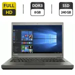 Ноутбук Lenovo ThinkPad T440p / 14" (1920x1080) TN / Intel Core i7-4600M (2 (4) ядра по 2.9 - 3.6 GHz) / 8 GB DDR3 / 240 GB SSD / Intel HD Graphics 4600 / VGA б/в