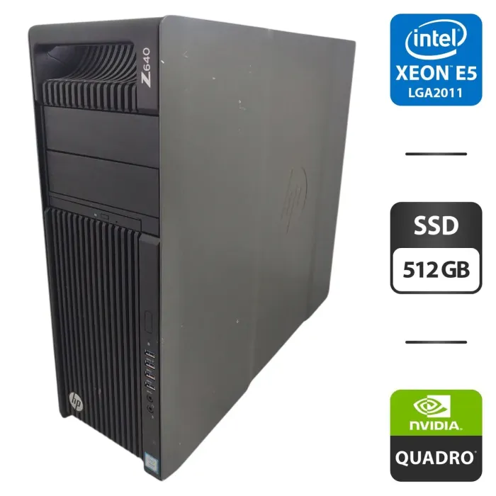 Робоча станція HP Z640 Workstation Tower / 2x Intel Xeon E5-2697 v3 (14 (28) ядер по 2.6 - 3.6 GHz) / 64 GB DDR4 / 512 GB SSD / nVidia Quadro K2200, 4 GB GDDR5, 128-bit / DVD-ROM б/в - зображення 1
