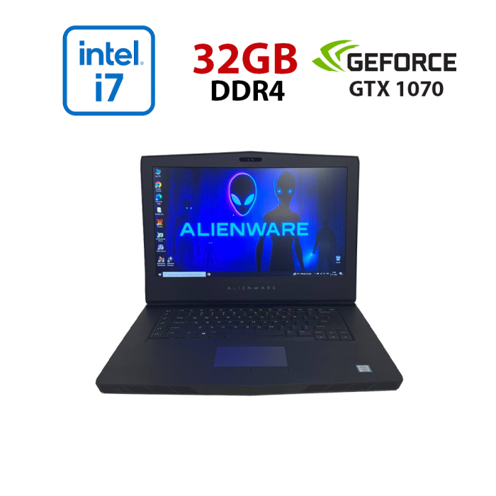 Ігровий ноутбук Dell Alienware 15 R3 / 15,6" (1920x1080) IPS / Intel Core i7-7700HQ (4 (8) ядра по 2,8 - 3,8 ГГц) / 32 ГБ DDR4 / 512 ГБ SSD / nVidia GeForce GTX 1070, 8 ГБ GDDR5, 256-біт / Веб-камера б/в - изображение 1