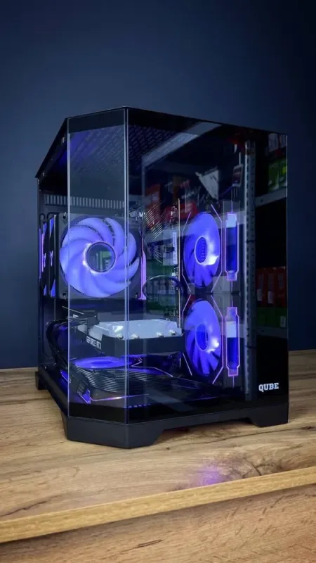 Збірка під замовлення: комп'ютер Qube Crystal ARGB Black Tower / Intel Core i5-14600KF (14 (20) ядер по 2.6 - 5.3 GHz) / 32 GB DDR5 / 1000 GB SSD M.2 / nVidia GeForce RTX 3070, 8 GB GDDR6, 256-bit / 750W б/в - зображення 4
