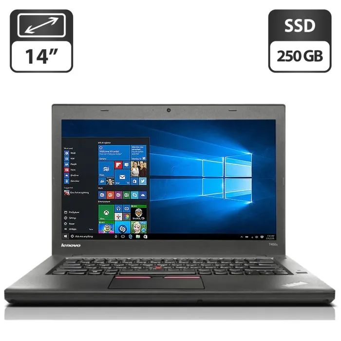 Ноутбук Б-клас Lenovo ThinkPad T450s / 14" (1600x900) TN / Intel Core i5-5200U (2 (4) ядра по 2.2 - 2.7 GHz) / 12 GB DDR3 / 250 GB SSD / Intel HD Graphics 5500 / WebCam б/в - зображення 1