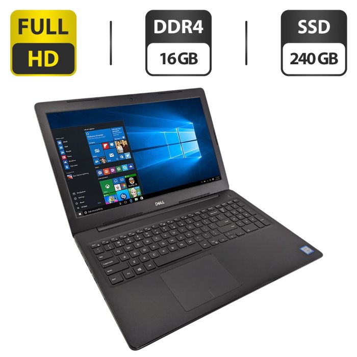 Ноутбук Dell Latitude 3590 / 15.6" (1920x1080) TN / Intel Core i5-8250U (4 (8) ядра по 1.6 - 3.4 GHz) / 16 GB DDR4 / 240 GB SSD / Intel UHD Graphics 620 / WebCam б/в - зображення 1