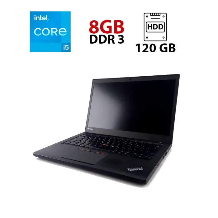 Ноутбук Lenovo ThinkPad T450s / 14" (1600x900) TN / Intel Core i5-5200U (2 (4) ядра по 2.2 - 2.7 GHz) / 8 GB DDR3 / 120 GB SSD / HD Graphics 5500 / WebCam б/в - зображення 1