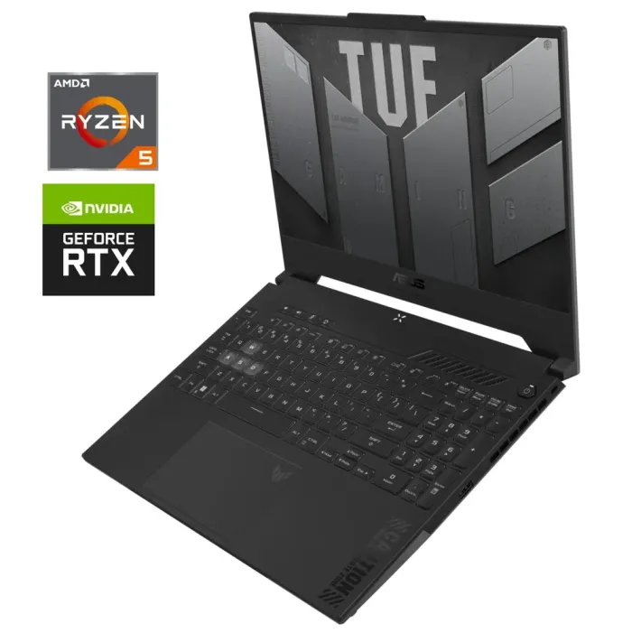 Ігровий ноутбук Asus TUF Gaming A15 FA507NU / 15.6" (1920x1080) IPS / AMD Ryzen 5 7535HS (6 (12) ядер по 3,3 - 4,55 ГГц) / 16 ГБ DDR5 / 512 ГБ SSD NVMe / nVidia GeForce RTX 4050, 6 ГБ GDDR6, 96-біт / WebCam б/в - зображення 1