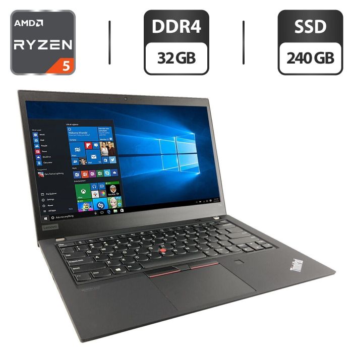 Ультрабук Lenovo ThinkPad T14 Gen1 / 14" (1920x1080) IPS / AMD Ryzen 5 Pro 4650U (6 (12) ядер по 2.1 - 4.0 GHz) / 32 GB DDR4 / 240 GB SSD M.2 / AMD Radeon RX Vega 6 Graphics / WebCam б/в - зображення 1