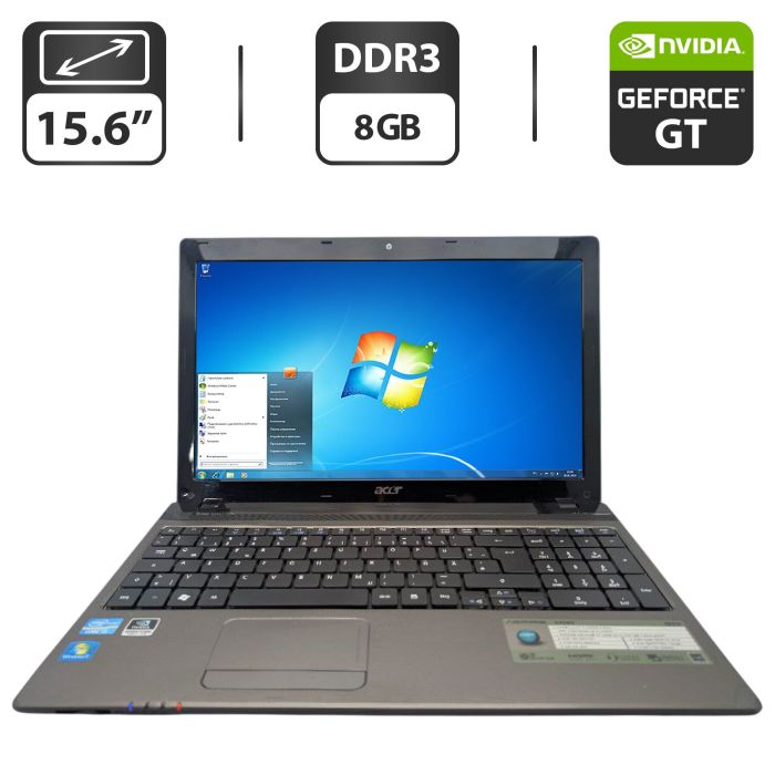 Ноутбук Acer Aspire 5750G / 15.6" (1366x768) TN / Intel Core i5-2430M (2 (4) ядра по 2.4 - 3.0 GHz) / 8 GB DDR3 / 750 GB HDD / nVidia GeForce GT 520M, 1 GB GDDR3, 64-bit / WebCam / DVD-ROM б/в - изображение 1