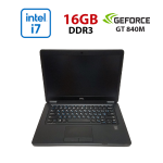 Ультрабук Б-клас Dell Latitude E7450 / 14" (1920x1080) IPS / Intel Core i7-5600U (2 (4) ядра по 2.6 - 3.2 GHz) / 16 GB DDR3 / 256 GB SSD / nVidia GeForce GT 840M, 2 GB DDR3, 64-bit / WebCam / Win 10 no Lic б/в