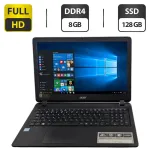 Ноутбук Б-клас Acer Aspire ES1-572 / 15.6" (1920x1080) TN / Intel Core i3-6006U (2 (4) ядра по 2.0 GHz) / 8 GB DDR4 / 128 GB SSD / Intel HD Graphics 520 / WebCam б/в