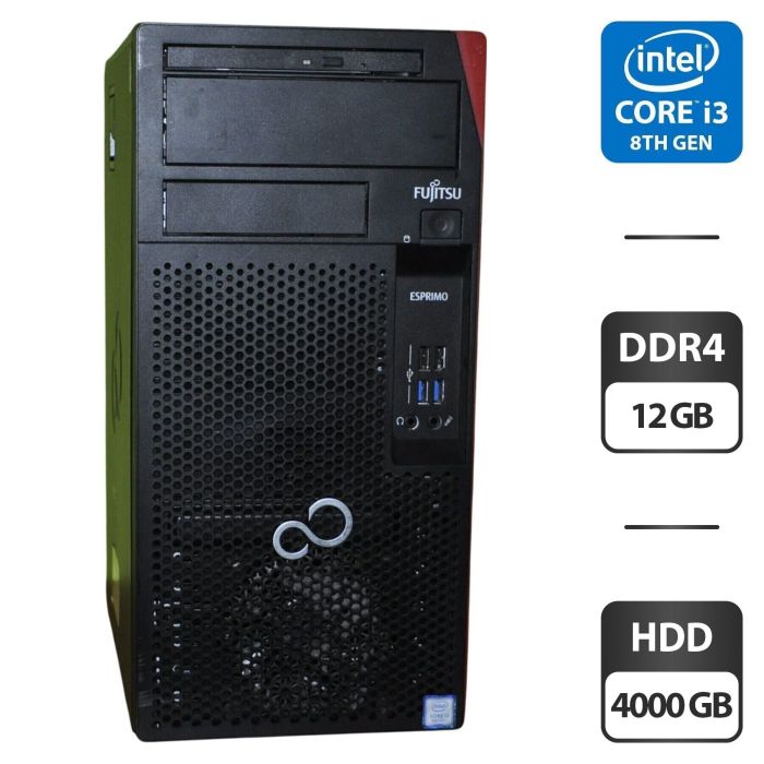 Комп'ютер Fujitsu Esprimo P558 E85 Tower / Intel Core i3-8100 (4 ядра по 3,6 ГГц) / 12 ГБ DDR4 / 4000 ГБ HDD / Intel UHD Graphics 630 / Windows 11 Pro б/в - изображение 1