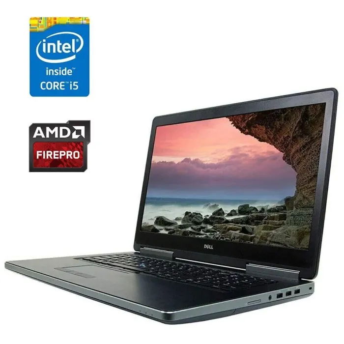 Мобільна робоча станція Dell Precision 7710 / 17.3" (1920x1080) IPS / Intel Core i5-6300HQ (4 ядра по 2.3 - 3.2 GHz) / 16 GB DDR4 / 240 GB SSD / AMD FirePro W5170M, 2 GB GDDR5, 128-bit / miniDP / HDMI б/в - зображення 1